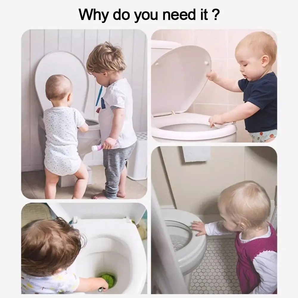Portable White Baby Toilet Locks Anti-Opening Multi-functional Toilet Lids Seat Locks Self Adhesive Security Protection