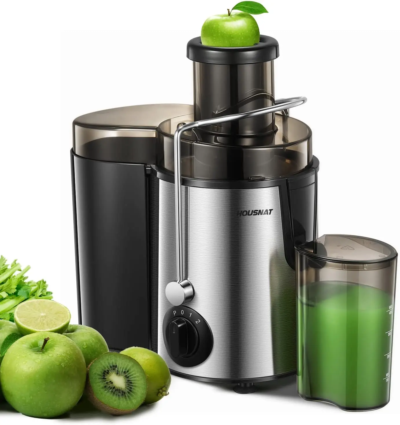 

Juicer Machines, HOUSNAT Juicer Whole Fruit and Vegetables with 3-Speed Setting, Upgraded Version 400 W Motor Quick Juicing