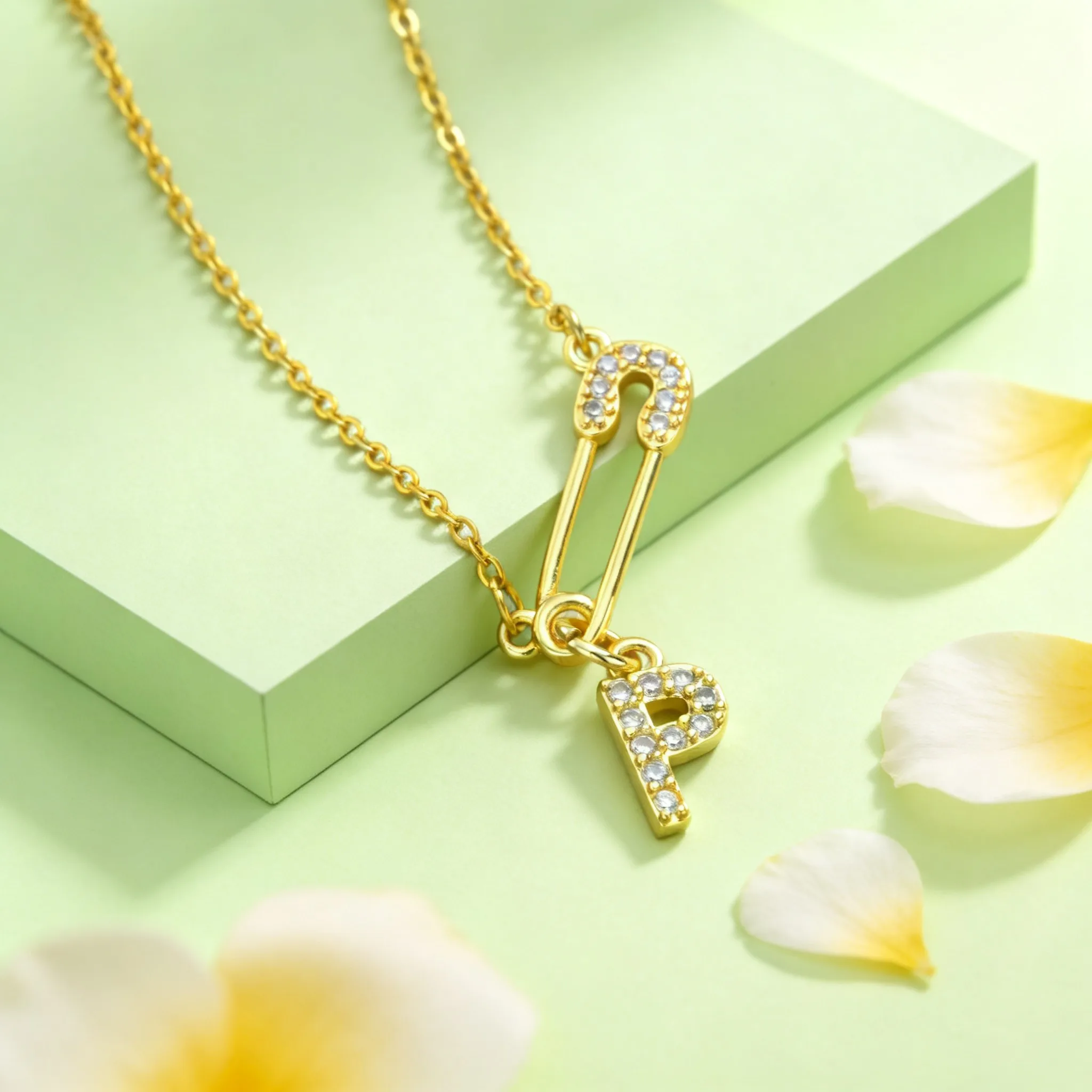 Initialen hanger met paperclip ketting voor dames_voghion.com