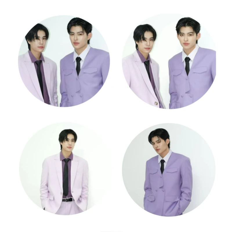 4 개/대 Pondphuwin Winnysatang 태국 TV 우리는 하늘에 물고기입니다 드라마 스틸 사진 레이저 파인 플래시 뱅 브로치 가방 장식 핀
