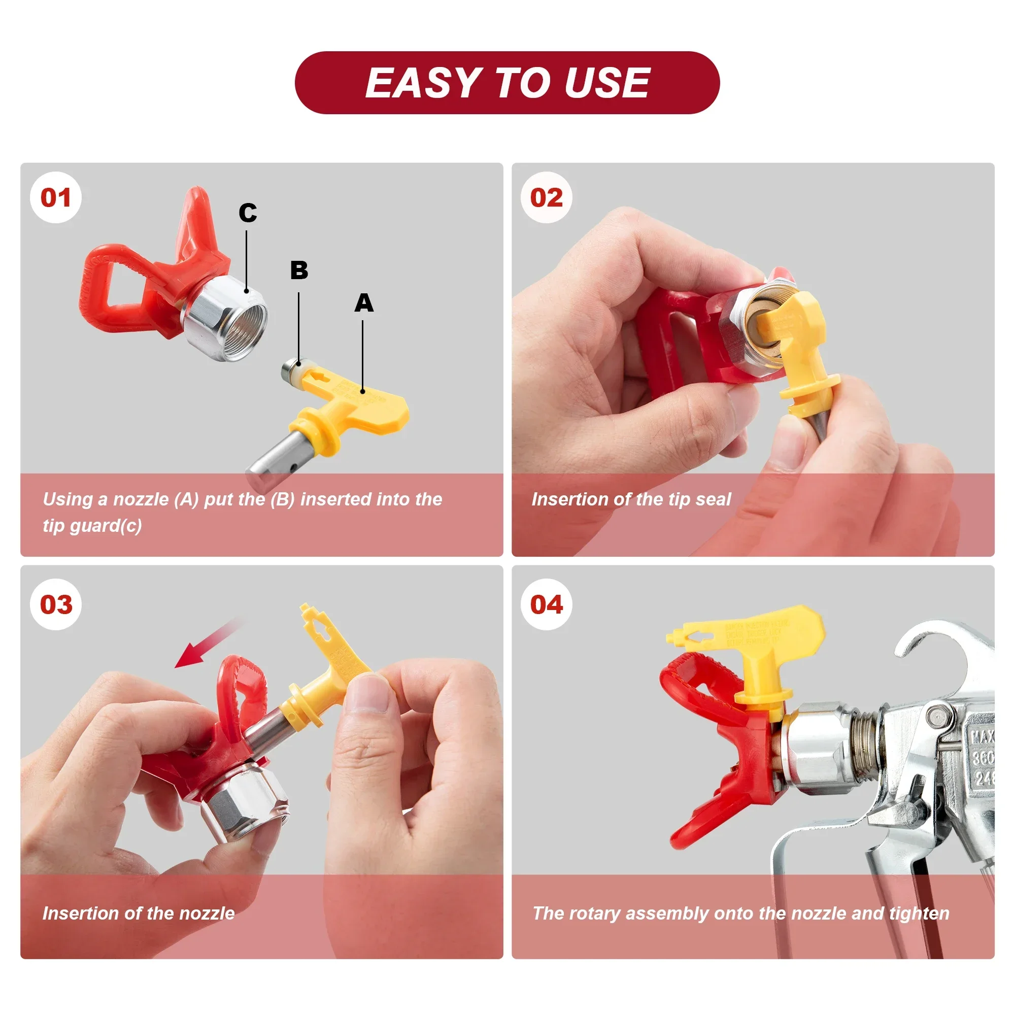 Tpaitlss-Pistolet pulvérisateur sans air, buse d'étanchéité, pointe de la série rouge, pulvérisateur de peinture, outils électriques de jardin