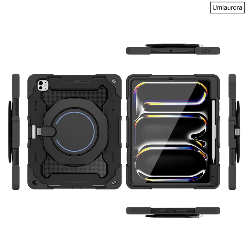Shockproof Rugged Tablet Case with Pull Ring Stand