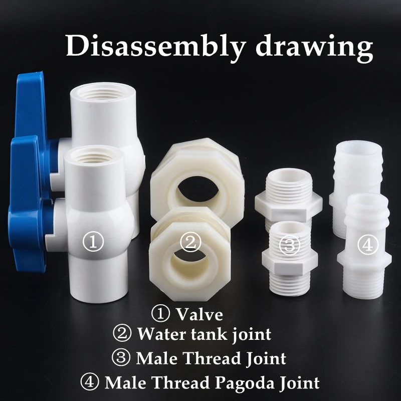 Hose Connector 1Set 1/2" 3/4 to 4-25mm Aquarium Pagoda Connector Combination Valve Fish Tank Drain Joint Aquarium Hose Drainage Accessories