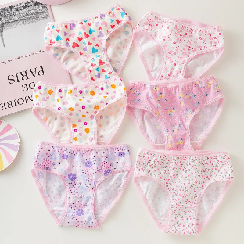 

4Pc/Lot Baby Girls Underwear Cotton Panties Kids Short Briefs Children Underpants Random Color Combination 2-12Y Cute Underwear
