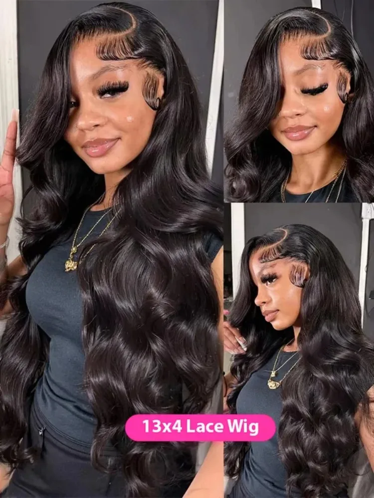 Black 13x6 Body Wave HD Lace Frontal Wigs 13x4 Water Wave Lace Frontal Wig 250 Density 100 Human Hair Wet And Wavy