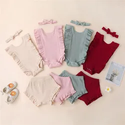 Vêtements d'été princesse pour bébé fille, vêtements doux pour nouveau né rose, hauts sans manches et Shorts, tenues 2 pièces pour enfants 