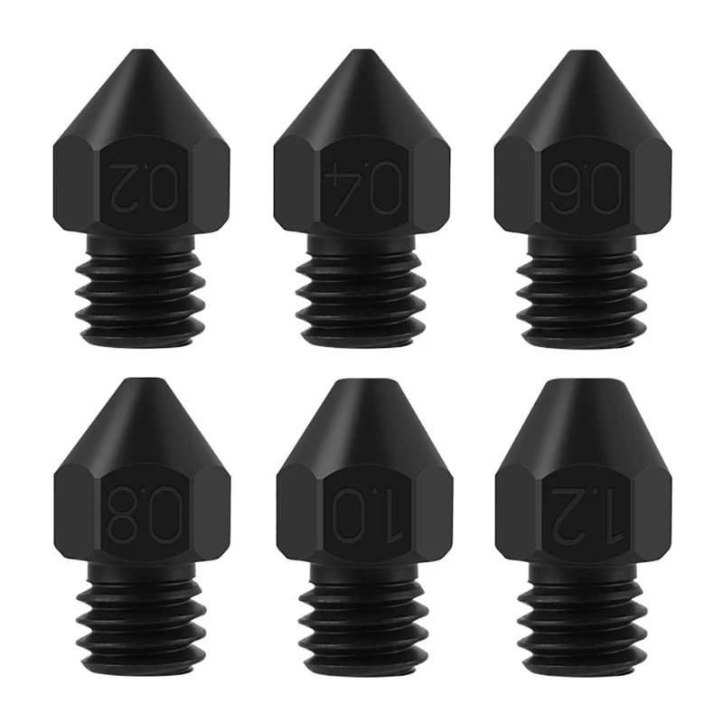 

MK8 Высокопоточное клонированное CHT закаленное стальное сопло для печати 0,2-1,2 мм для экструдера 3D-принтера Ender3 Ender5 мм