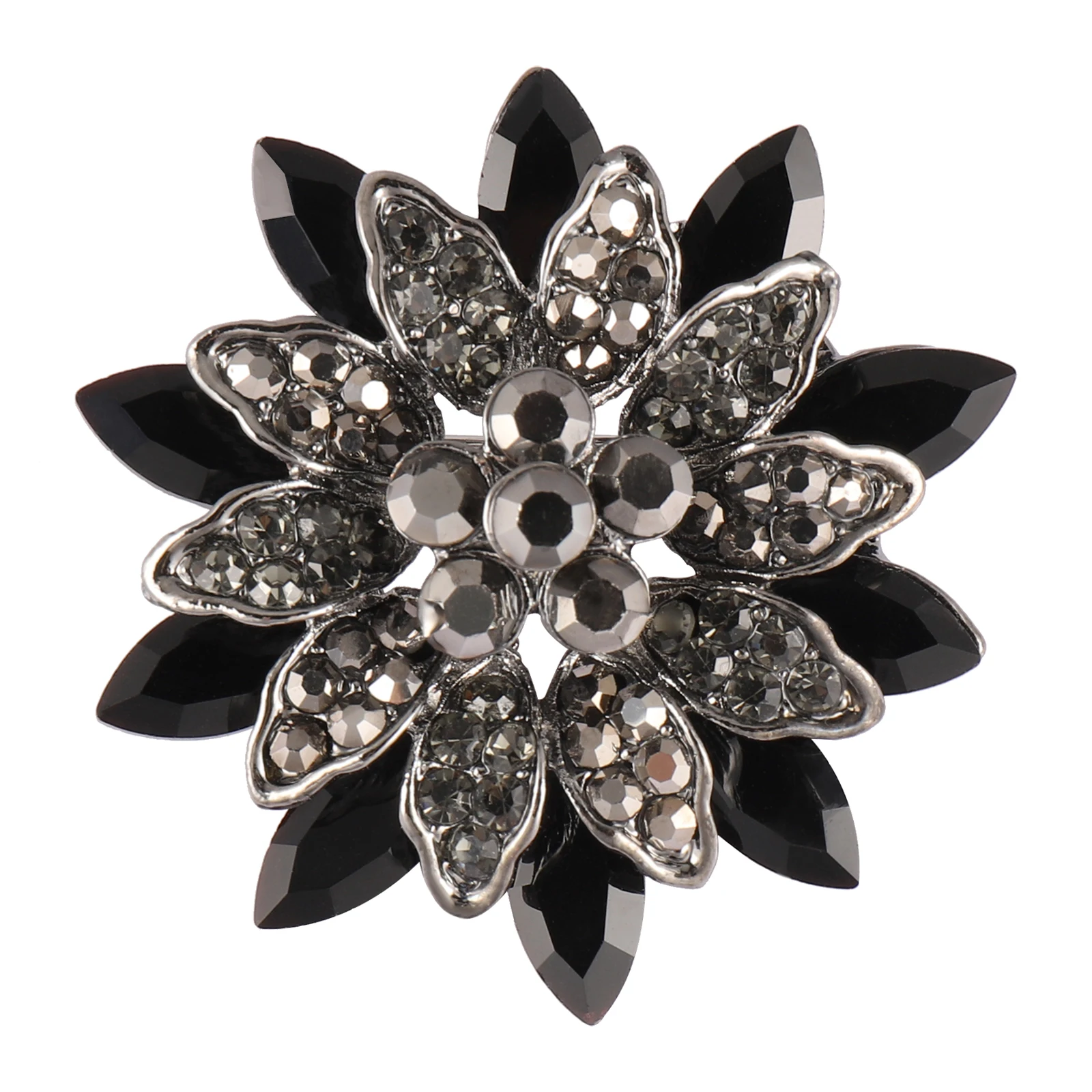 Rhinestone Black Flower Brooches for Women Vintage Antique Brooch Pin  Elegant Exquisite Brooches Gift