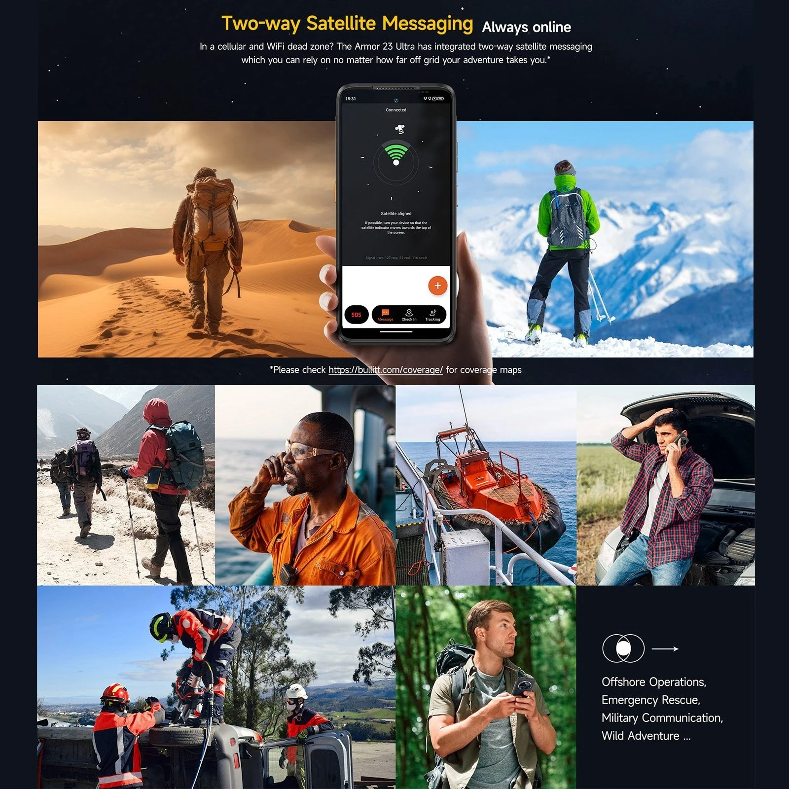 Ulefone Armor 23 Ultra Rugged Phone 12GB+512GB Satellite Message 6.78” 64MP Night Camera 120W MediaTek Dimensity 8020 NFC