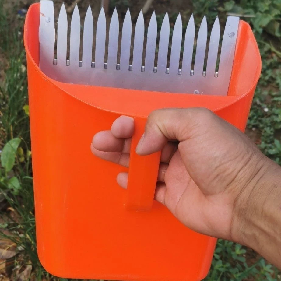 Leek flower Metal Picking Tools, Harvesting Basket, Picker Portable Rake, Gardening Collector, Fruit Flower Collecting Harvester