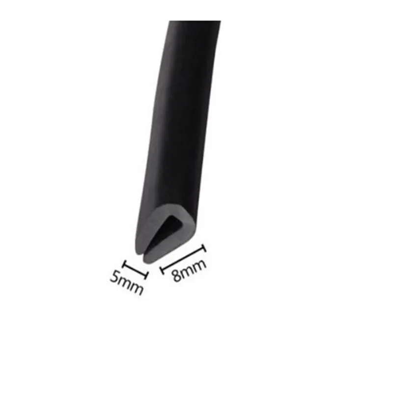 Faixa de vedação epdm 5mm x 8mm canal em u, faixa de borracha protetora de borda, protetor de porta de moldagem preta