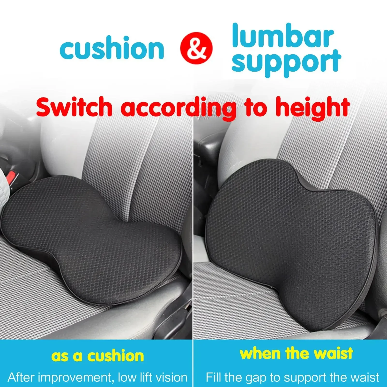 Car seat cushion Car Seat Cushion Lumbar Support Pad Memory Foam Breathable Relief Universal Driver and Passenger Comfort Back Pain Relief