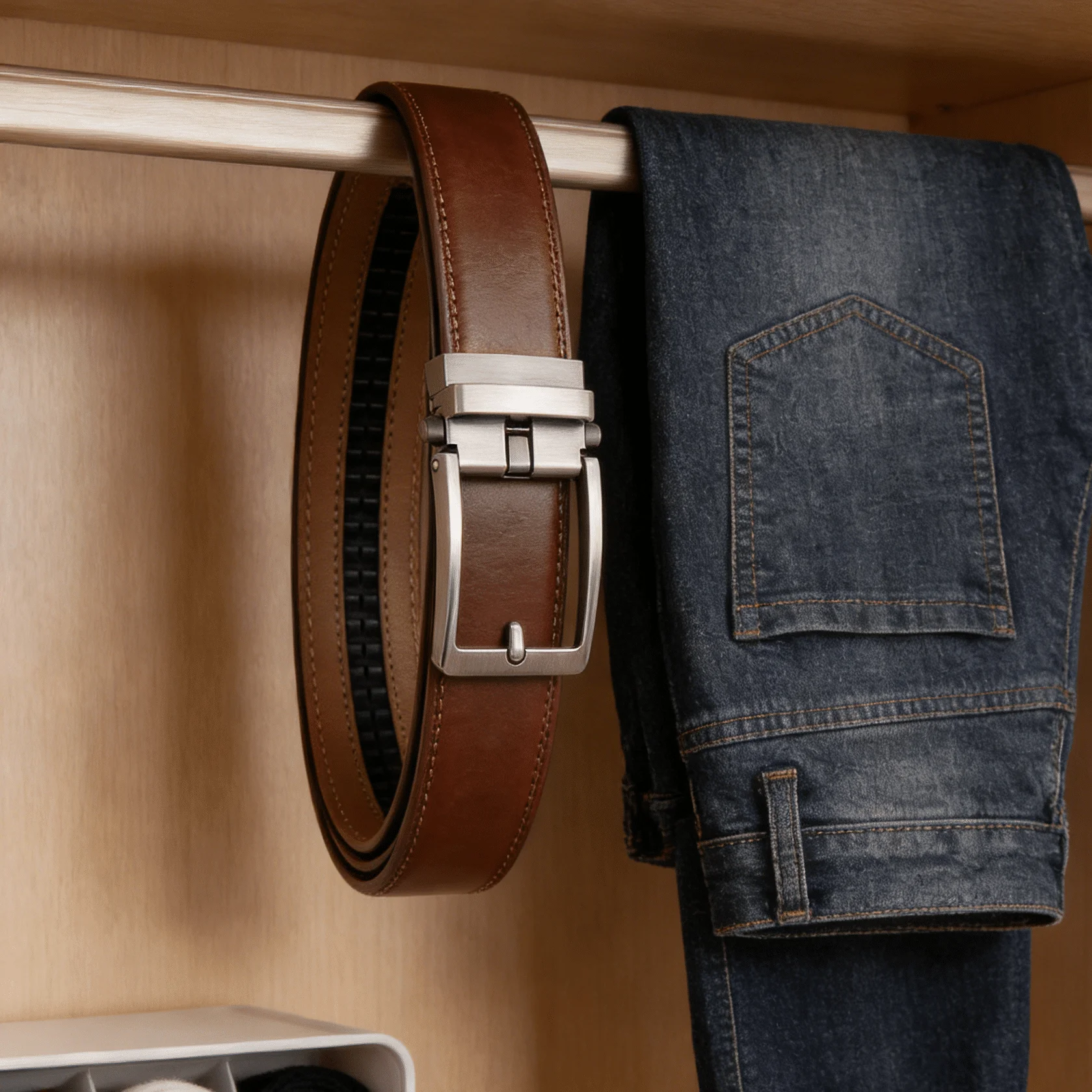 Herren Echtleder-Gürtel Automatischer Luxus-Herrengürtel mit Metallschnalle Designer Hochwertige Rindsleder-Taillenriemen – Detail 7