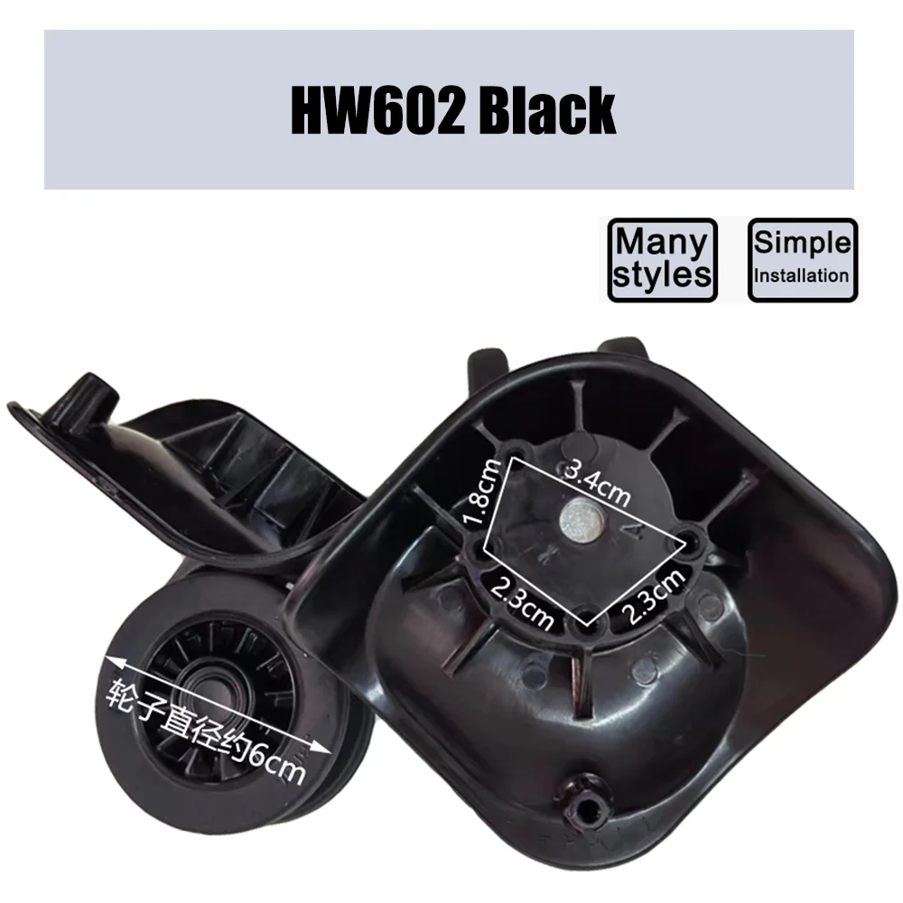 For HINOMOTO HW602 Trolley Case Wheel Pulley Sliding Casters Universal Wheel Luggage Wheel Slient Wear-resistant Smooth Black