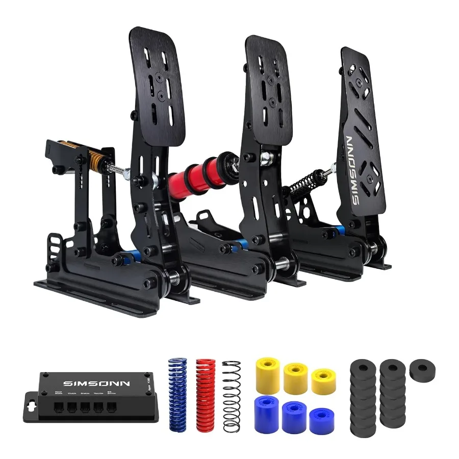 Pedals for PC Racing Simulator SIMSONN PRO Plus Hydraulic with Pressure Sensor Load Cell Black P3-High-Performance