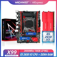 MACHINIST X99 Kit Motherboard With Xeon E5 2650 V3 CPU 2x8GB=16GB DDR4 2666Mhz RAM Memory LGA 2011-3 Combo ATX NVME M.2 RS9 1