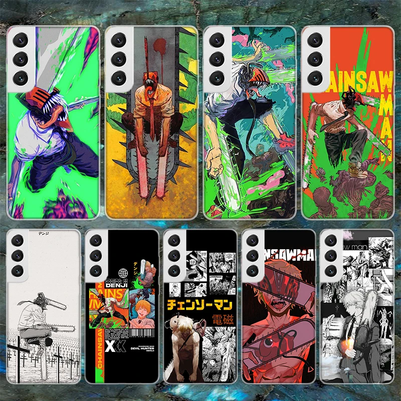 Japan Anime Chainsaw Man Soft Phone Case For Samsung Galaxy S23 S22 Ultra S21 Plus S20 FE S10