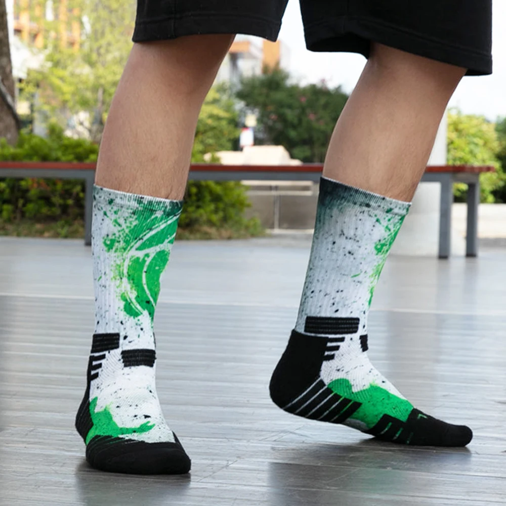 Fashion Men Socks 3Pairs Colorful Psychedelic Graffiti Tie dyeing Funny Skateboard Basketball Sports Harajuku Hip-Hop Tube Socks