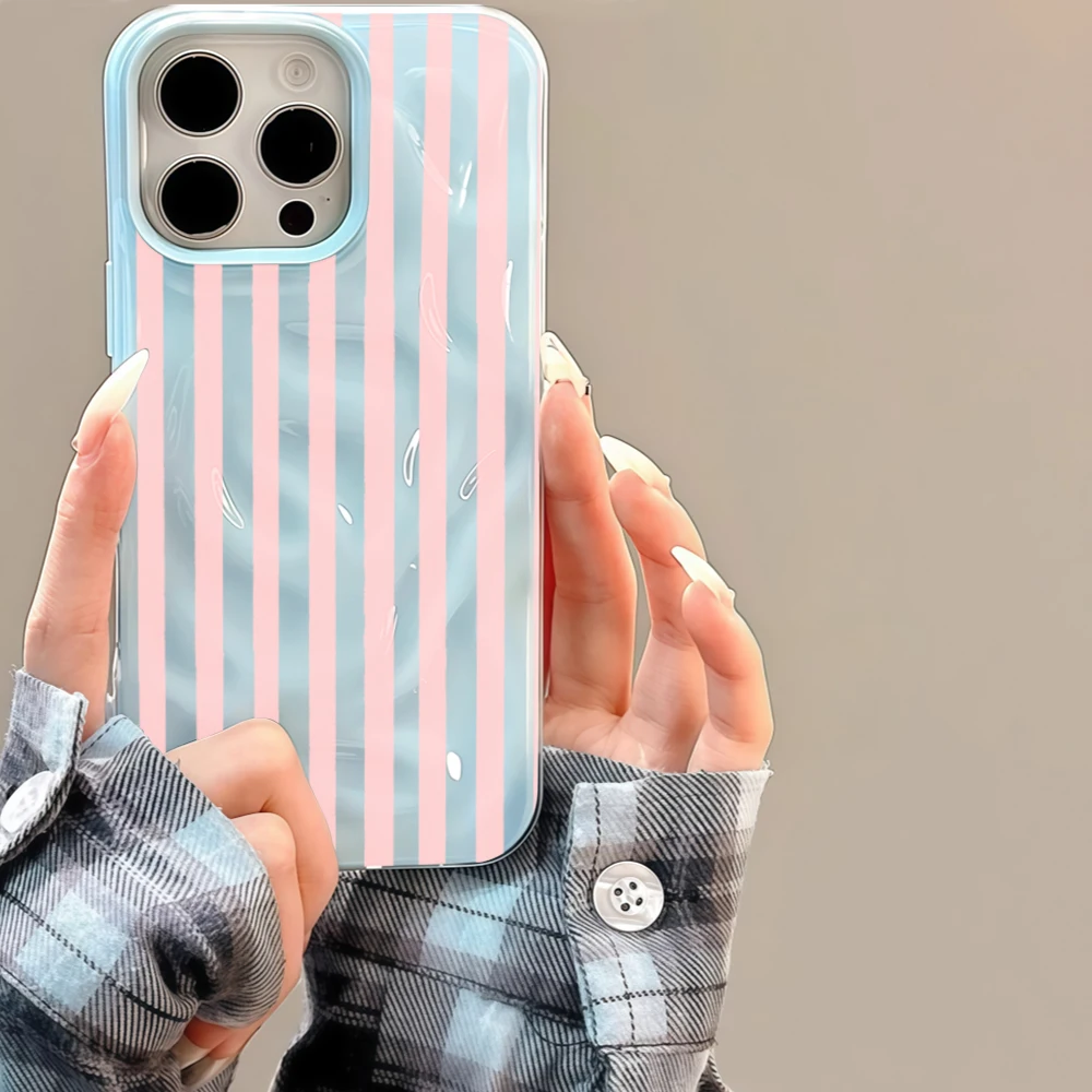 Minimalist Pink Stripe Anti-Slip Full Coverage Phone Case