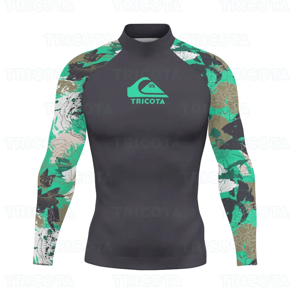 

Купальник для серфинга, Мужская футболка для плавания, топ с длинными рукавами UPF 50 +, защитная пляжная одежда, компрессионный летний гидрокостюм для дайвинга