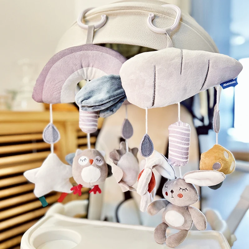 Baby Stroller Hanging Baby Toys 0 12 Month Soft Plush Car Seat Toys with Teether Black and White Sensory for Babies Newborn
