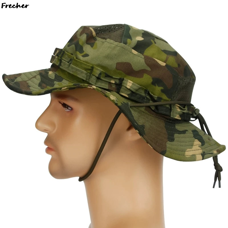 Men Professional Climbing Sun Hat Breathable Mesh Hunting Hats UV Protection Summer Hiking Camping Caps Drawstrings Shading Cap
