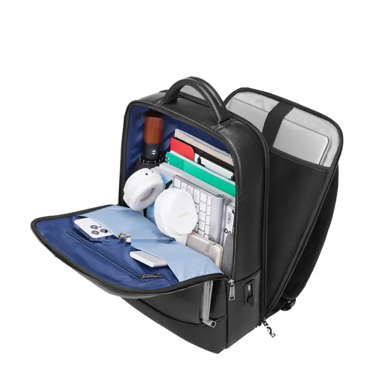 High-end 17 Inch Laptop Bag Men Business Travel Genuine Leather Capacity Backpack Quality Luggage Large Size Designer Handbag