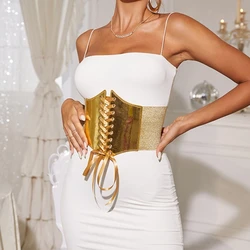 Gold Corset Belt Gold Belt For Women Wide Dress Belt y2k Corset Elastic Belt H9ED