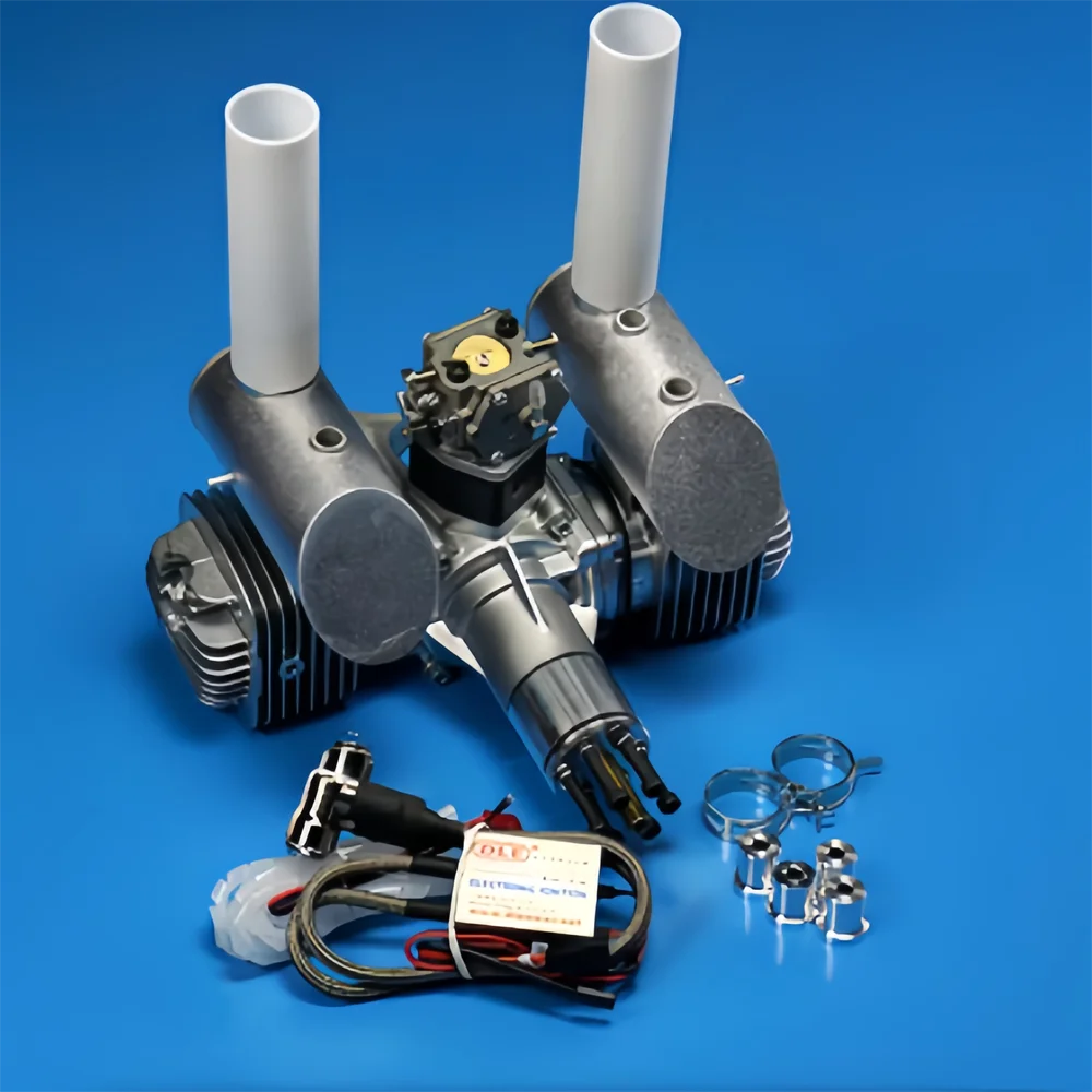 Motore DLE120 E Modello DLE 120 Bicilindrico a Due Tempi con Scarico Laterale, Raffreddamento ad Aria Naturale, Avviamento Manuale, Cilindrata 120cc DLE - immagine 2