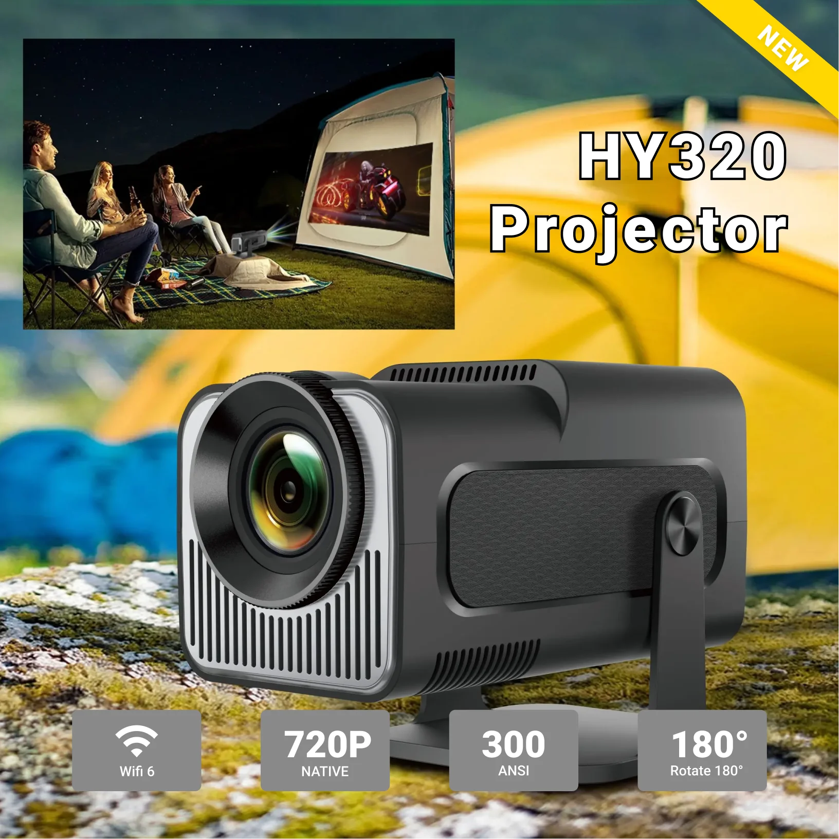 HY320-Mini-Projector-Portable-4K-8K-Video-Support-Native-720P-Cinema ...
