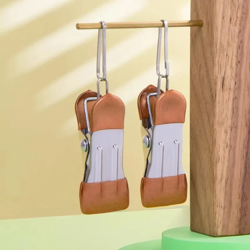 Clothespins with Hooks 10pcs Stainless Steel No Trace Hook Hangers Clothes Pegs Socks Hanging Clip Home Closet Bed Sheet Holder