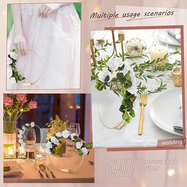 Fém Koszorú Mesterséges Virág Karika Lógó Kerek Gát Diy Dekoráció Esküvői Parti Növény Asztali Dísz - Image 4