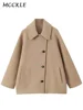 Single-breasted Lapel Coats Women Loose Woolen Long Sleeve Pockets Short Jacket Female Autumn Winter Elegant Casual Tops Outwear 5