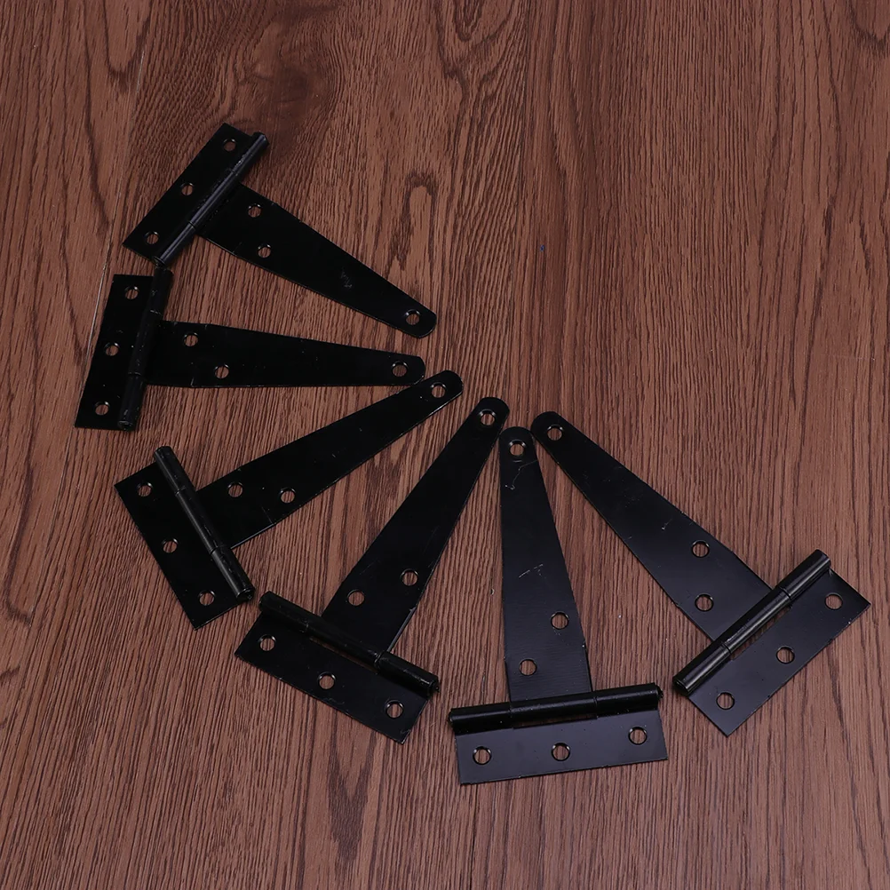 

450n Gas Hinge 4Inches T Shaped Rustproof Iron Light Duty Shed Hinge Gate Strap Hinge Door Gates Hinges (Black)