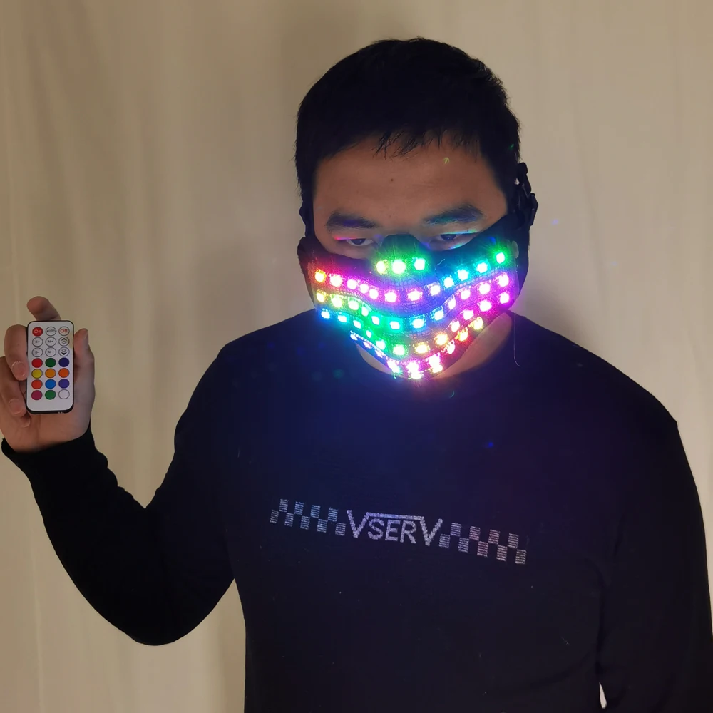 LED RGB Mutilcolor Light Mask Hero Face Guard DJ Mask Party Halloween ...