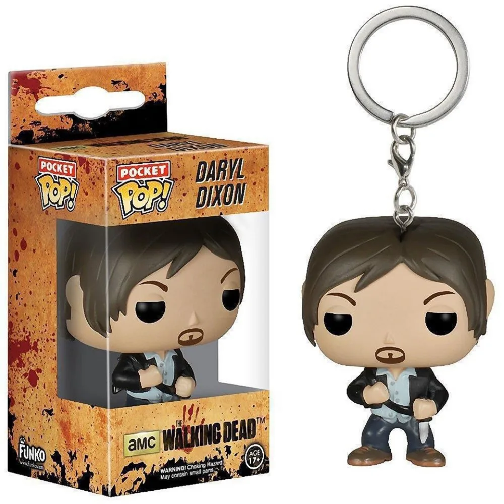 FUNKO Pocket The Walking Dead Keychain Dolls Rick Grimes Daryl Dixon Christmas Backpack Pendant Toys Models Collection Keychain 4