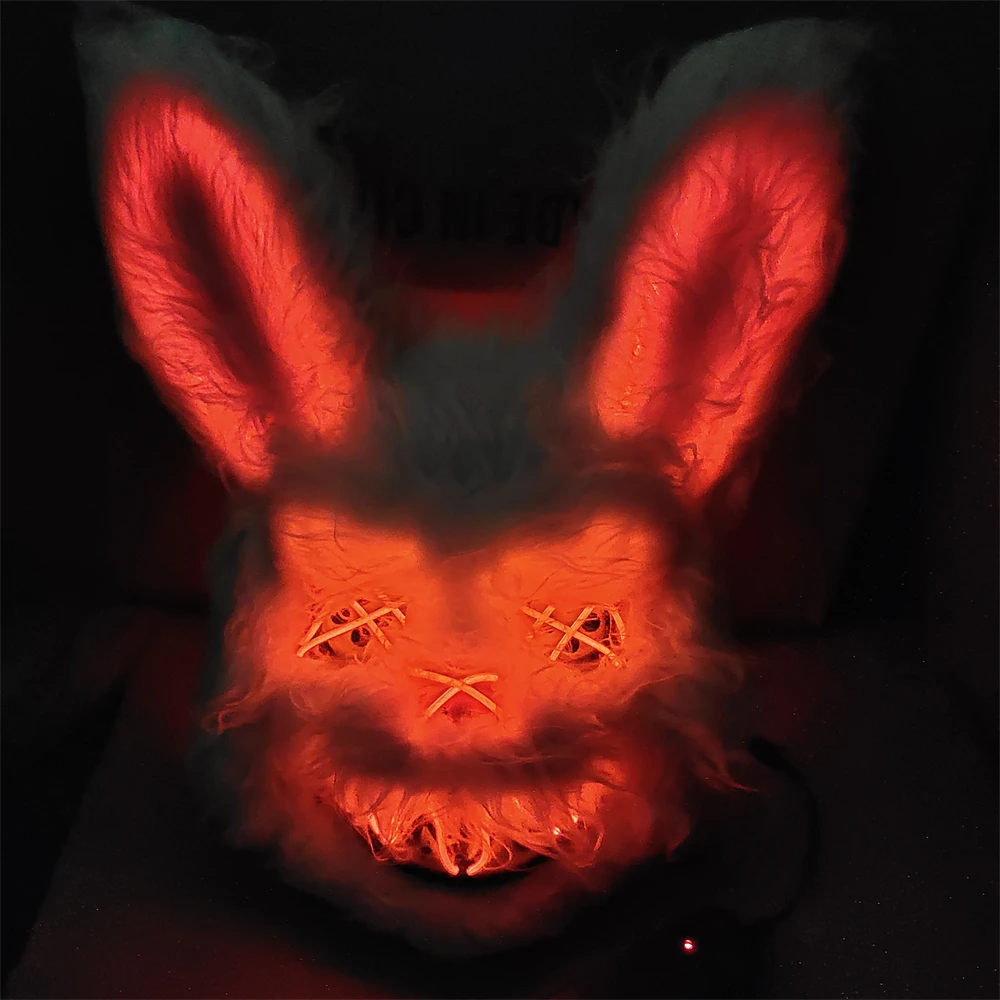 Hot Carnival EL Wire Bunny Mask Masquerade LED Rabbit Mask Glowing Halloween Party Mask For Birthday Wedding Party Cosplay Props