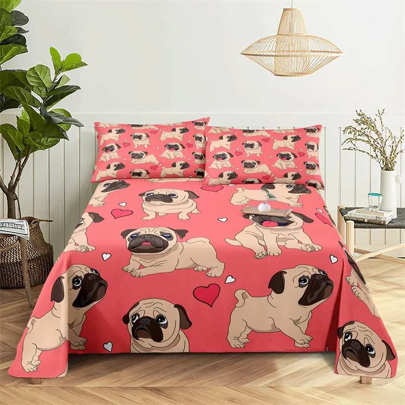 Cartoon Sausage Dog Bedding Sheet Home Digital Printing Polyester Bed