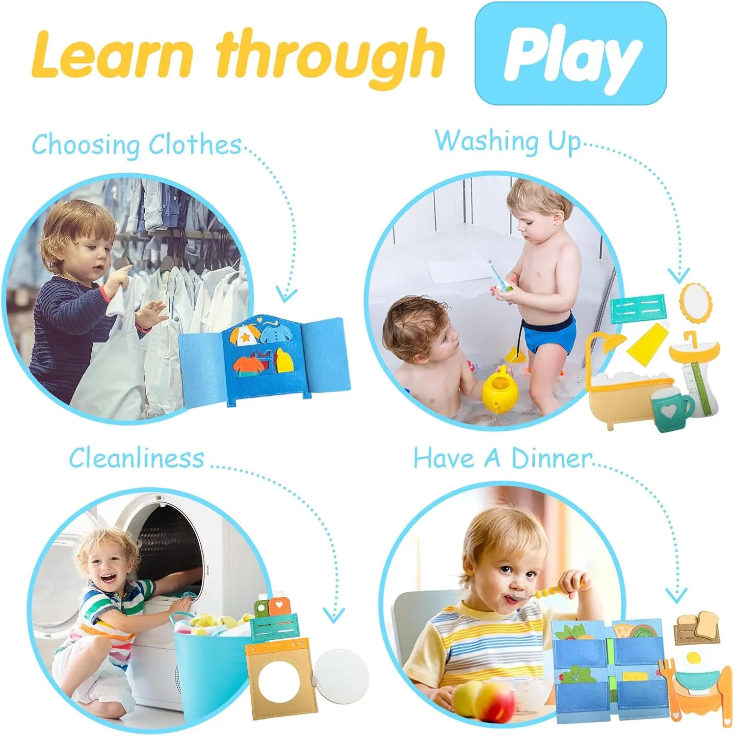 Montessori Felt Busy Quiet Book Educational Daily Learning Toy_voghion.com