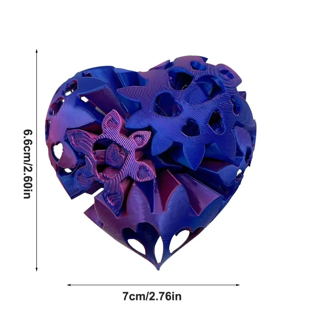 Impossible Spiral Heart 3D Printed Gear Ball Heart Stress Anxiety Relaxing GearSphere Desk Toy Decorative Ornaments Fidget Toy