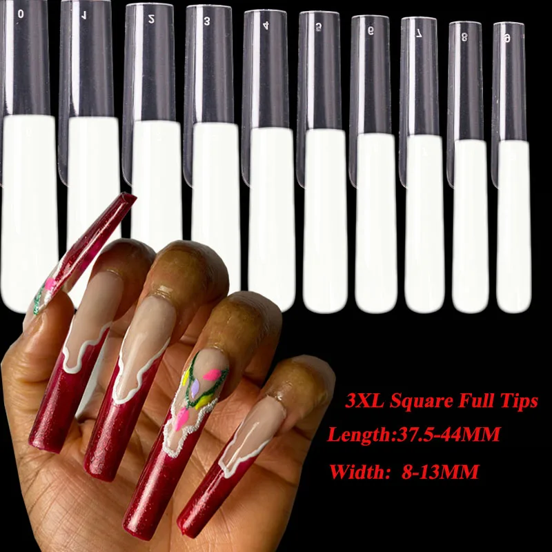 

3xl-300pcs-конические хлопья советы для дизайна ногтей-Квадратные прямые полное покрытие-прозрачный/натуральный пресс на поддельные ногти