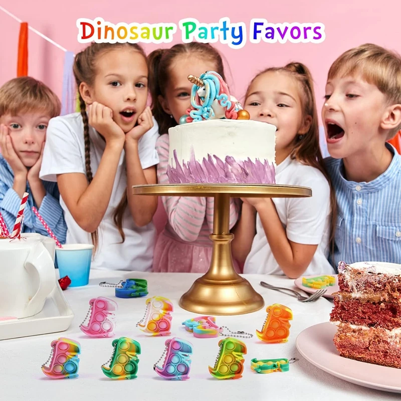 10/20pcs Mini Dinosaur Pop Keychain Sensory Fidget Toys Kids Dinosaur Party Favors Birthday Gift Goodie Bag Pinata Fillers Prize