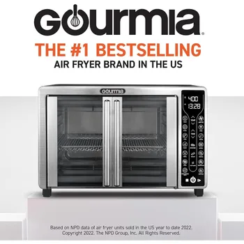 Gourmia Toaster Oven Air Fryer Combo 17 cooking presets 1700W french door digital air fryer oven 24L capacity accessories 2
