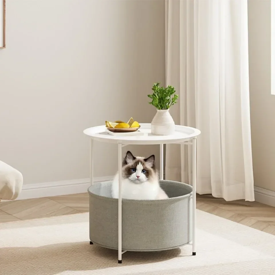 Description Picture 6 of itemRound Side End Table Living Room Corners Practical Metal Tray Patio Nordic Round Teapoy Folding Coffee Tray Bedside End Table