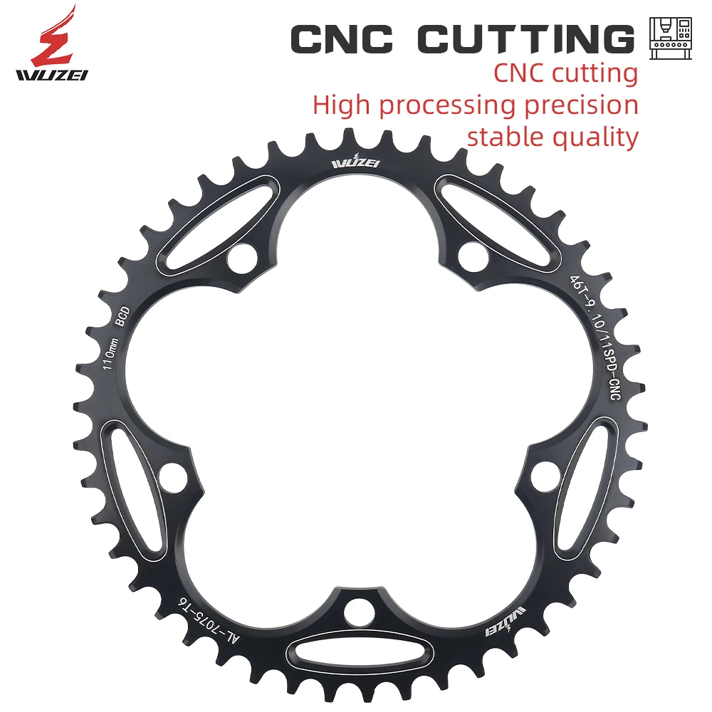 WUZEI 110BCD Road Bike Narrow Wide Chainring 36T-60T 110 BCD Bicycle Sprocket bike chainring