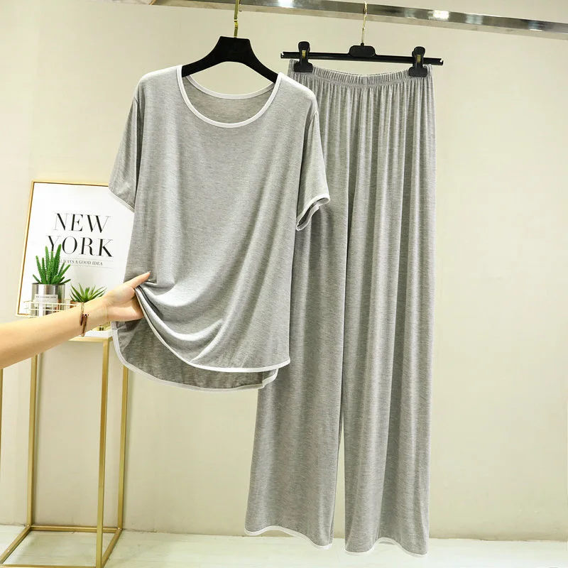 Fdfklak Cotton Pajamas For Sleep Women's Summer Two-piece Suit Outside Short-sleeved Trousers Loose Sleepwear pizama damska XXL