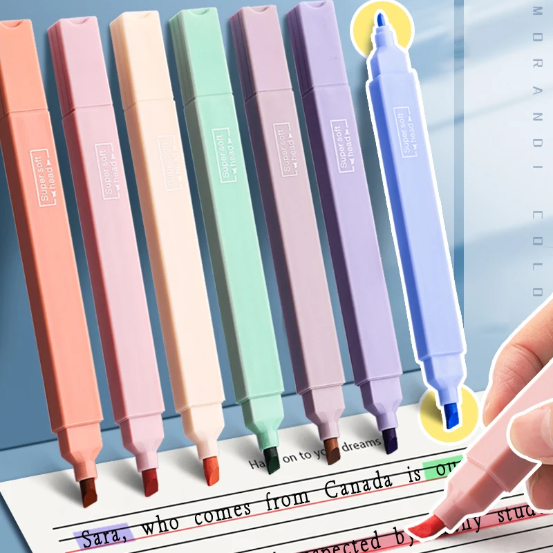 Double-Headed Highlighter Marker Highlighter Pen Marker Pen Student Office School Stationery 6pcs/set highlighter marker highlighter pen marker pen
