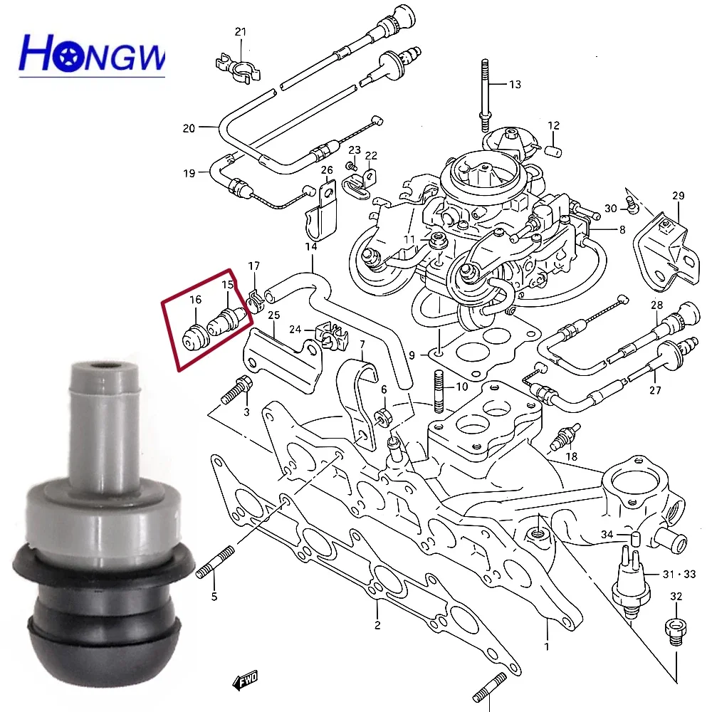 PCV Valve Fits Suzuki Vitara Mazda MX-6 Aisan Honda CR-X 1811858B00 18118-58B00 1100-75A90 11810-75T00 18118-77E00 17130P07G01 exhaust control valve