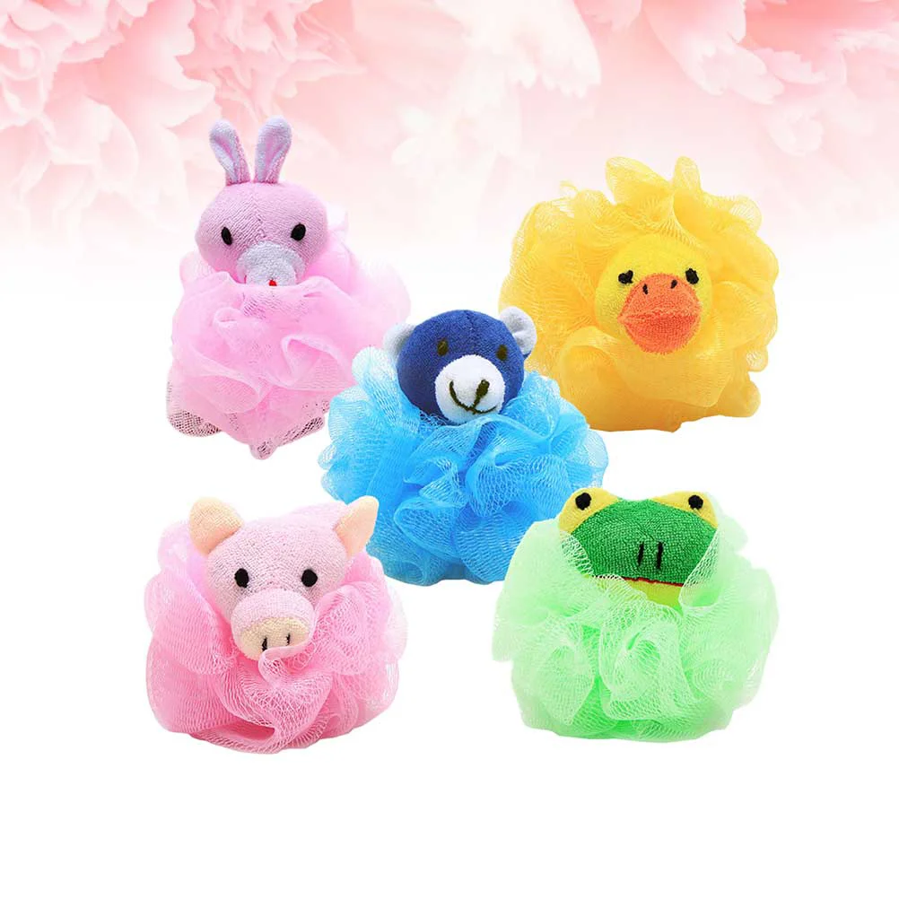 4pcs Shower Mesh Bath Sponge, Shower Puff Cartoon Shower, Make Children Prefer Shower, 3x24x18in （ random style ）