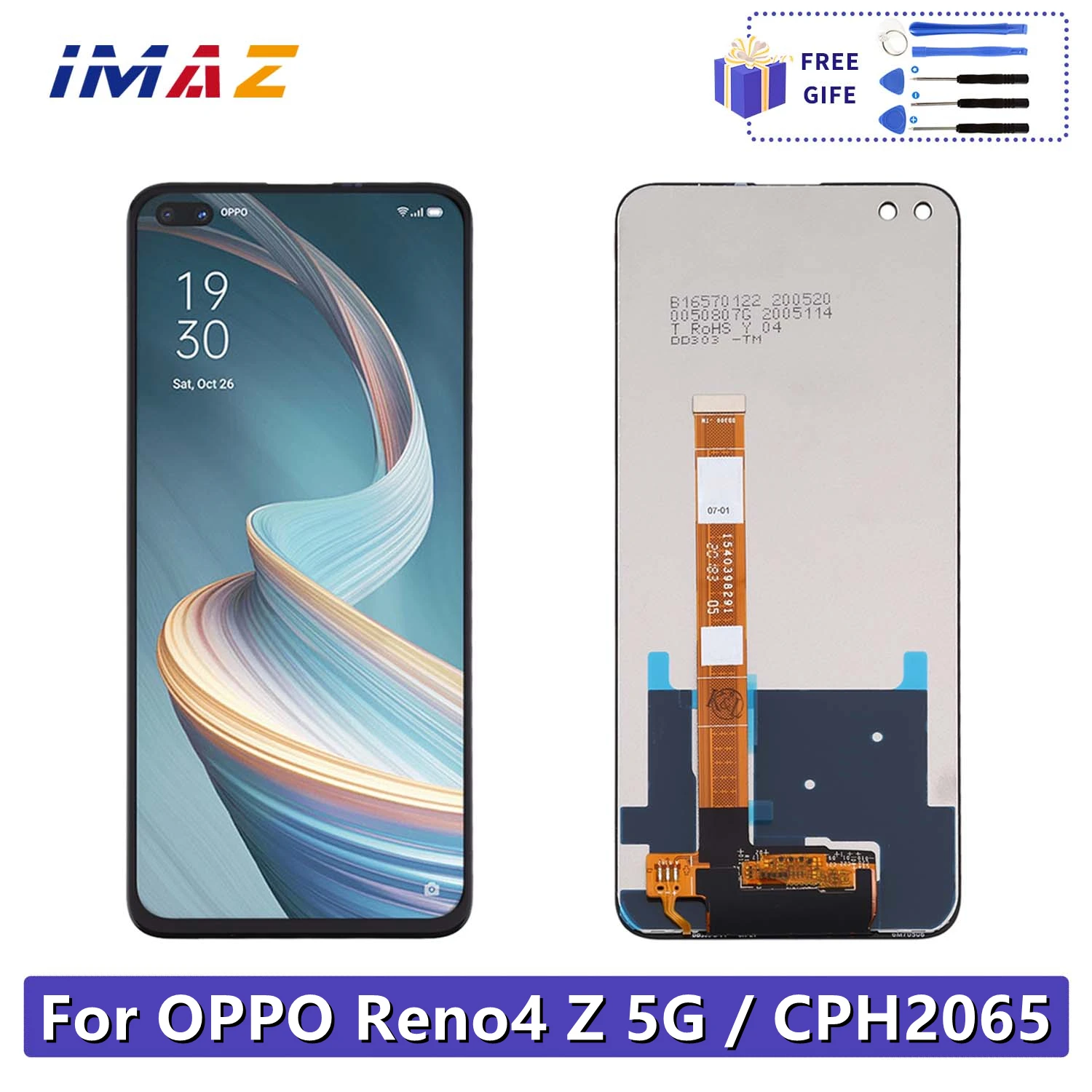 

6.57" For OPPO Reno4 Z 5G CPH2065 LCD Display Touch Screen Digitizer Panel Glass Assembly For OPPO Reno 4 Z 4Z LCD Screen